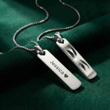Her Eyes, His Strength – Custom Men’s Bar Necklace