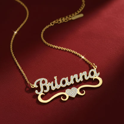 Iced Heart Name Necklace