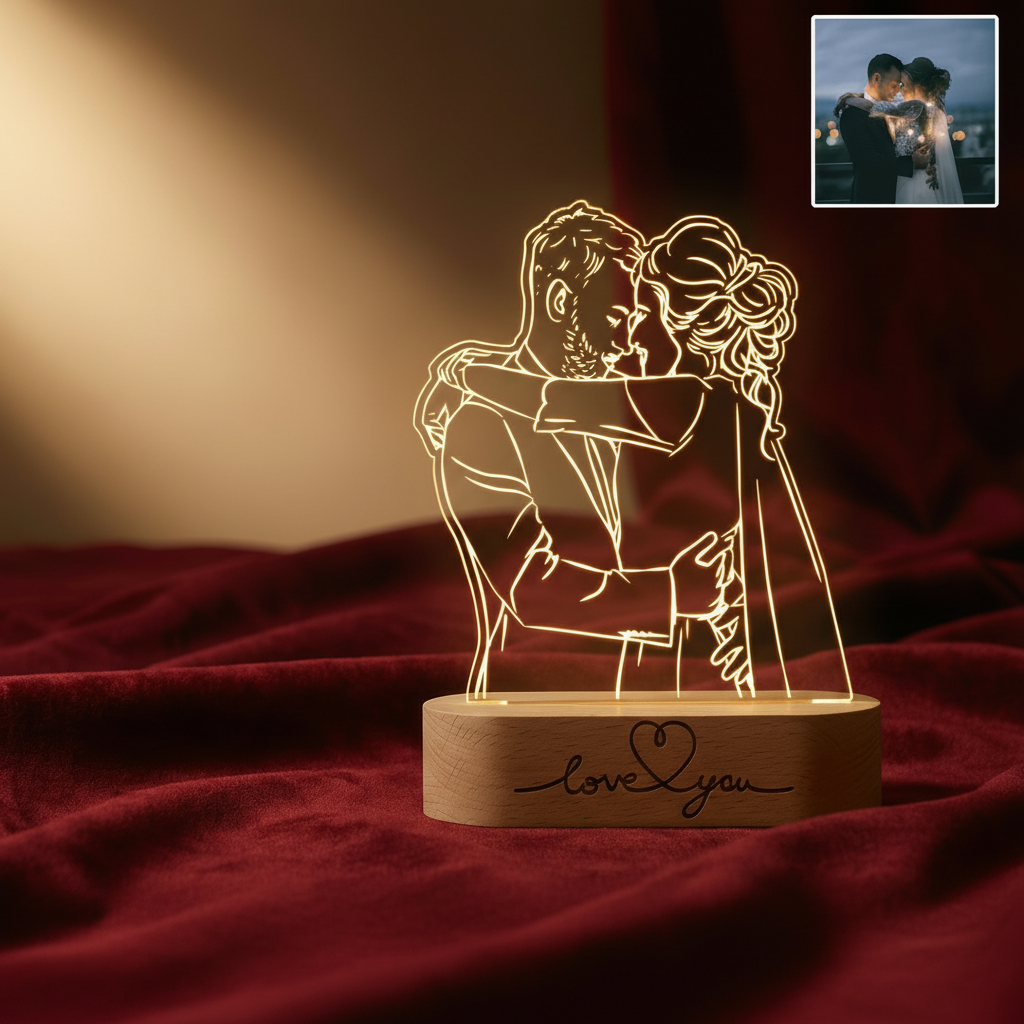 Customized Photo Line Art LED Night Light Gift Ornament