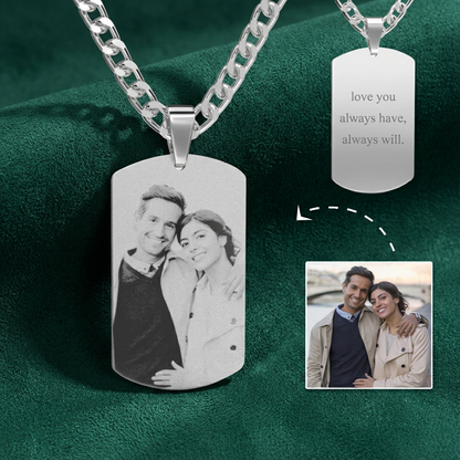 Men’s Military Style Custom Photo Necklace