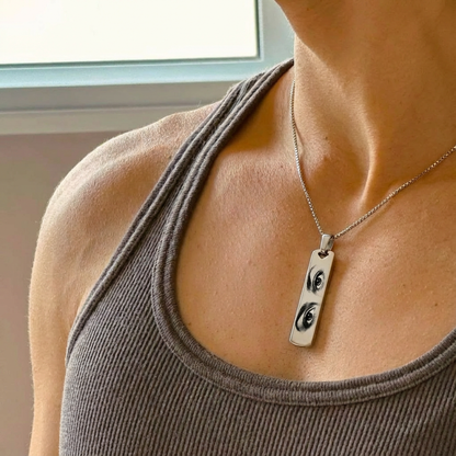 Her Eyes, His Strength – Custom Men’s Bar Necklace